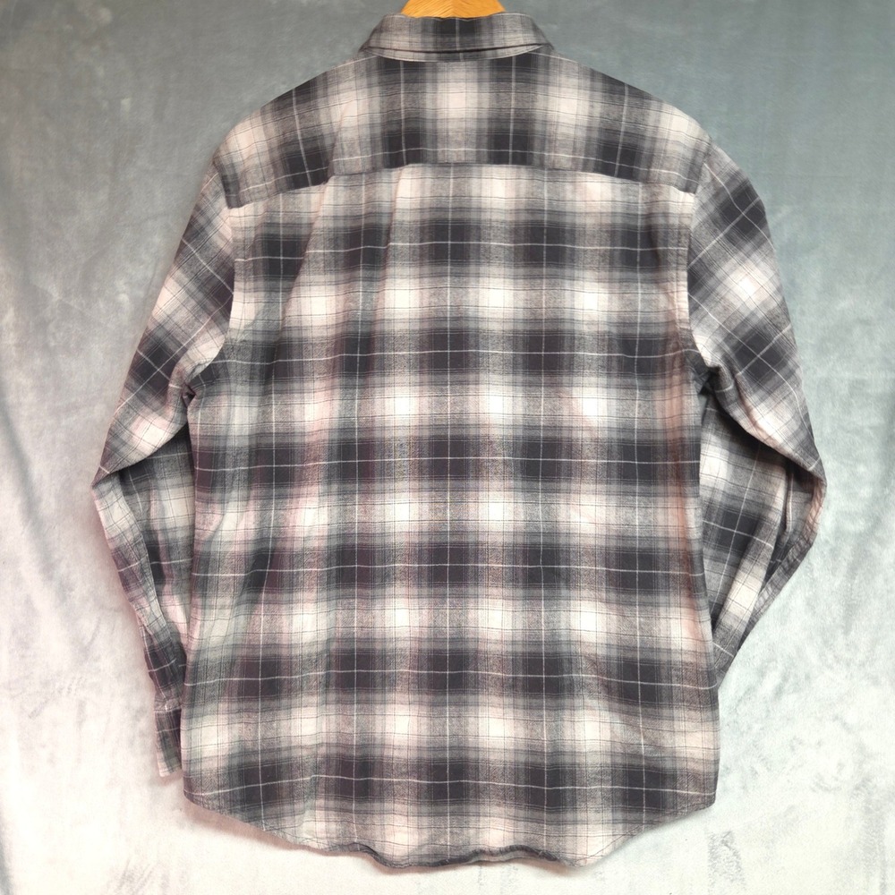 Pendleton Mason Flannel Shirt Mens Medium Grey Black Plaid Button Down - Picture 8 of 8